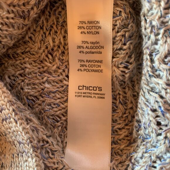 Chico’s Size 2 Blue Chevron Sweater Tunic Long Tall Women’s 8/10 Soft Cozy - Picture 8 of 9